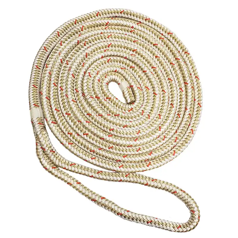 New England Ropes 34 Double Braid Dock Line WhiteGold wTracer 35 C50592400035 Viral