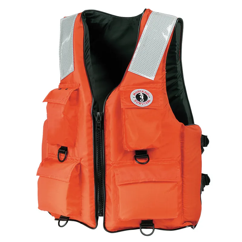 High Quality Mustang 4-Pocket Flotation Vest - Orange - Medium