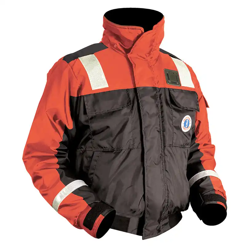 Mustang Classic Flotation Bomber Jacket w/Reflective Tape - Orange/Black - XXXL Original