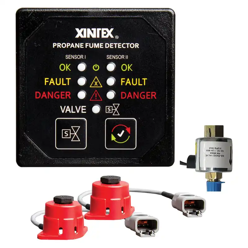 Big Sale Fireboy-Xintex Propane Fume Detector, 2 Channel, 2 Sensors, Solenoid ValveControl20 Cable - 24V DC