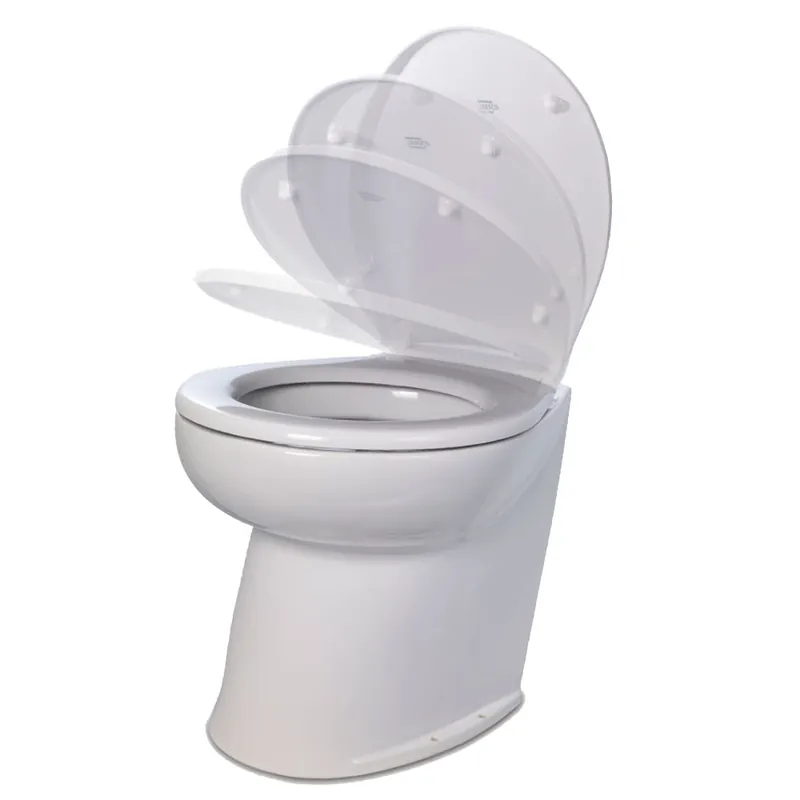 Next Day Delivery Jabsco Deluxe Flush 14" Angled Back 24V Freshwater Electric Marine Toilet w/Solenoid ValveSoft Close Lid