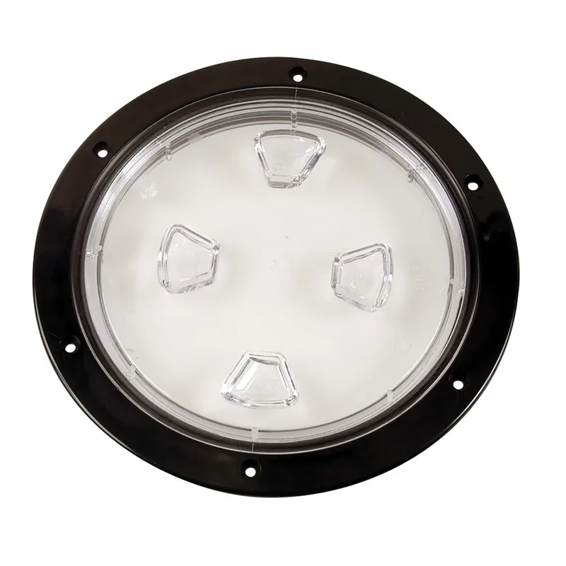 Premium Beckson 8" Clear Center Screw-Out Deck Plate - Black