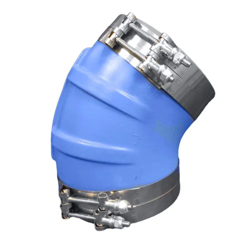 Certified Trident Marine 6" ID 45-Degree Blue Silicone Molded Wet Exhaust Elbow w/4 T-Bolt Clamps