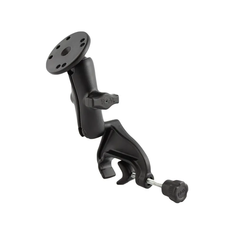 RAM Mount Yoke Clamp Mount w/Double Socket Arm & Round Base Clearance