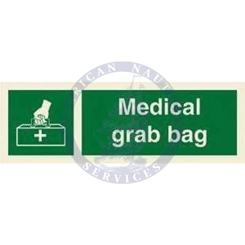 Clearance Marine Safety Sign: Medical Grab Bag Symbol with Text
