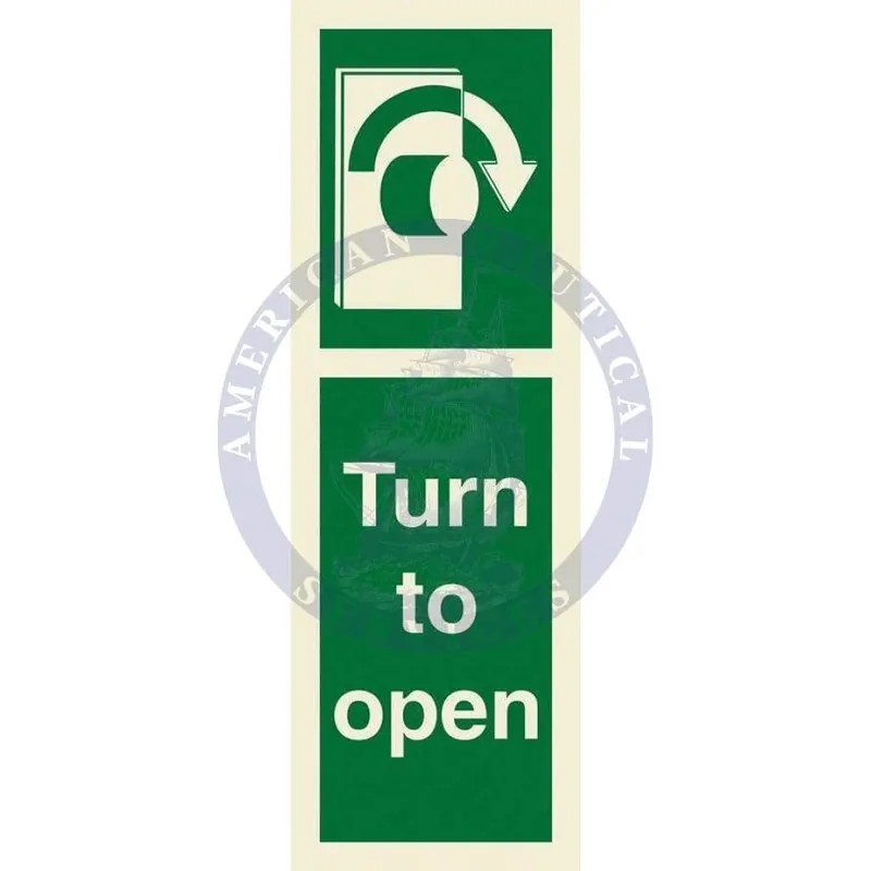 Authentic Marine Direction Sign: Turn to open (clockwise)